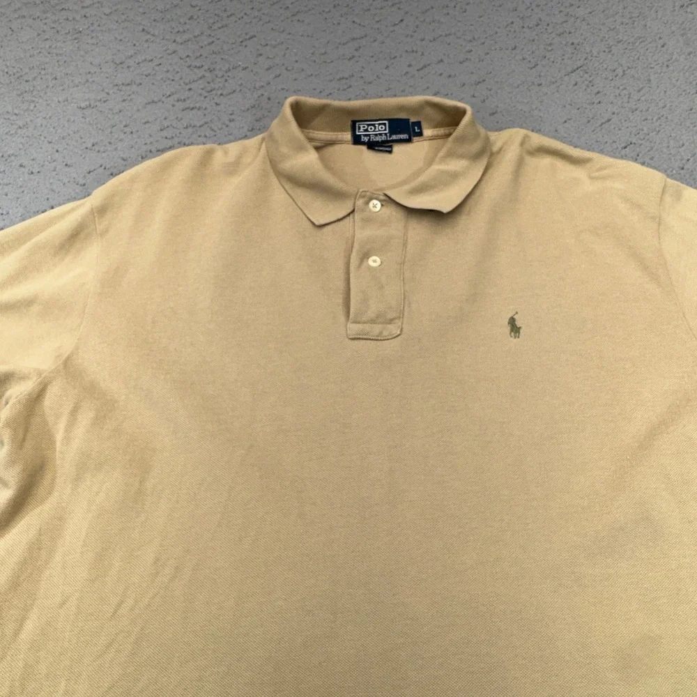 Polo Ralph Lauren Polo Mens Large Tan Short Sleeve Pony Logo Preppy Casual